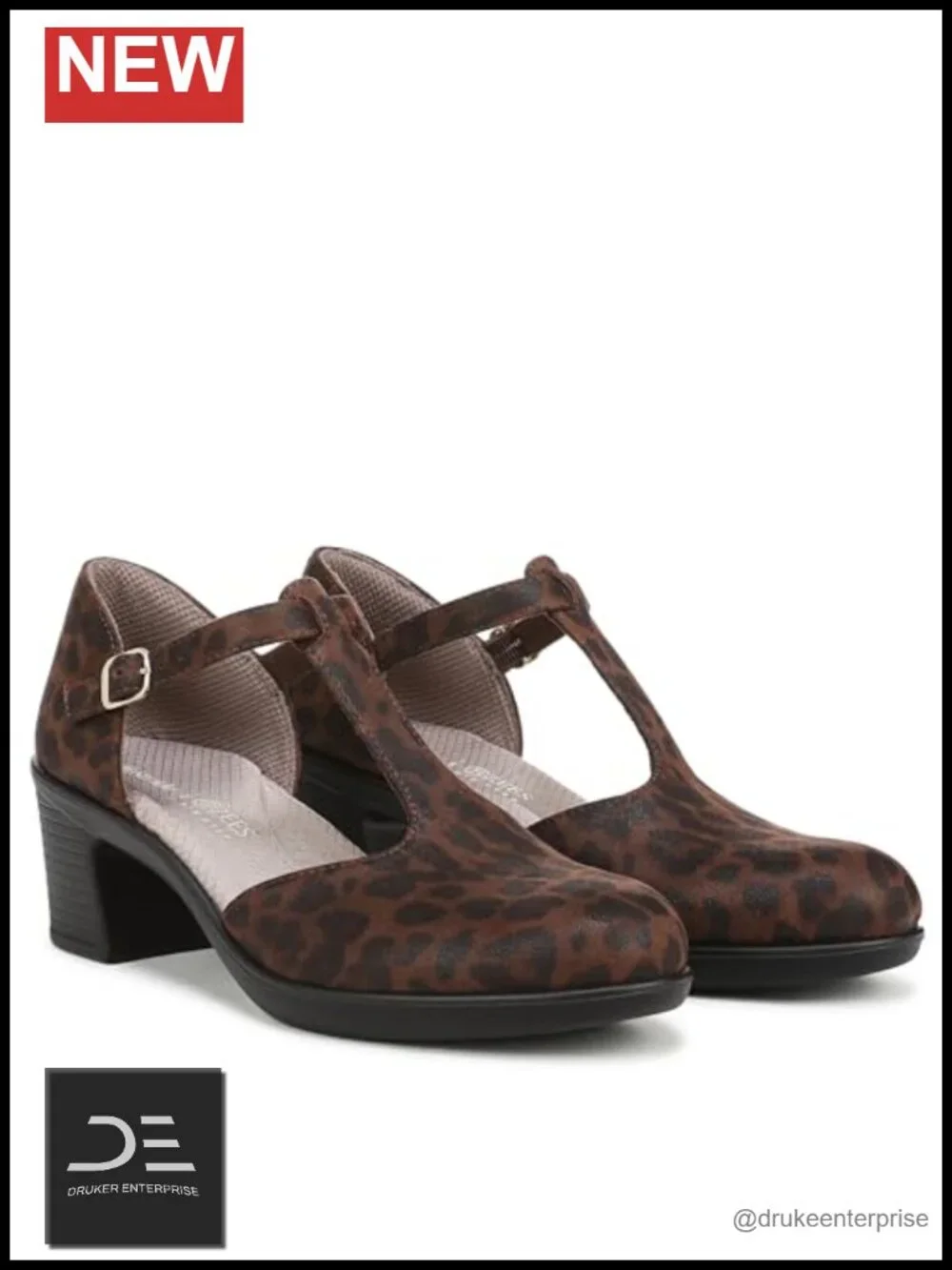 Women's T-Strap Pump Comfortable Block Heel Machine Washable Round Toe